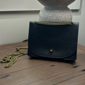 Madewell Leather Chain Crossbody Clutch Black